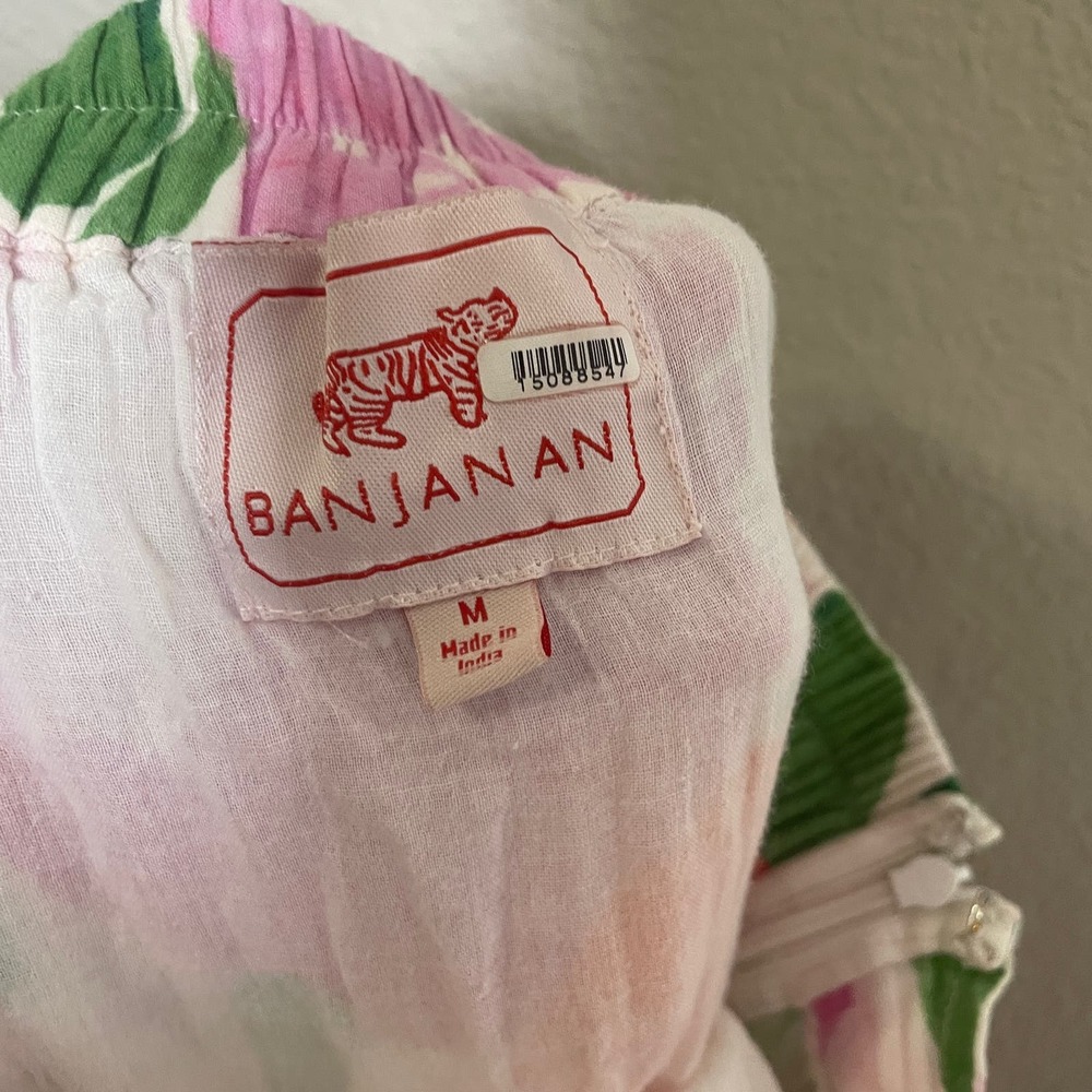 Banjanan Size Medium Agatha Midi A Line Skirt Pastel Orange Pink Cotton Floral - Picture 6 of 10